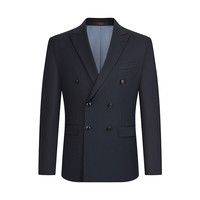 柒牌男装双排扣西服男秋冬商务条纹西装马甲三件套【含羊毛】0920 127C7092C-藏青 B46
