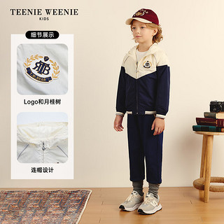 Teenie Weenie Kids小熊童装24秋男童经典撞色贴布绣棒球外套 藏青色 140cm