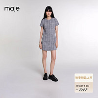 Maje2024秋季新款女装灰色气质通勤短袖花呢连衣裙短裙MFPRO03724 灰色 T