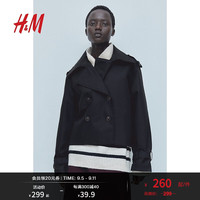 H&M女装2024秋季仿风衣外套1202762 黑色 165/96