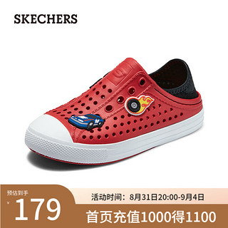 斯凯奇（Skechers）童鞋2024年夏季男童一脚蹬舒适406811L 红色/黑色/RDBK 35码