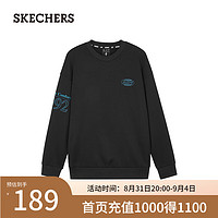 斯凯奇（Skechers）2024年男女同款针织运动宽松圆领L324U068 碳黑/0018 L