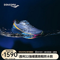 Saucony【防水款】索康尼胜利22GTX专业强缓震跑鞋男防水跑步鞋运动鞋男 灰兰253【防水鞋面】 45