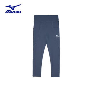 美津浓（MIZUNO）儿童长裤紧身裤休闲运动春秋女童针织中大童 灰蓝色 1