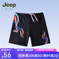 Jeep吉普童装儿童泳裤2024夏季男童透气防晒中大童平角泳裤 1013黑色 140cm 【身高135-145】