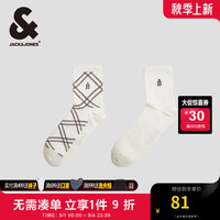 杰克·琼斯（JACK&JONES）男装衣服秋季松紧弹力舒适弹力面料时尚潮流百搭中筒袜子男款 奶油白A43 奶油白A43 2双 L