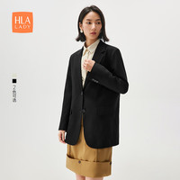 海澜之家（HLA）休闲西服女24平驳领纯色通勤风外套女春秋 黑色Y1 165/88A L115-130斤