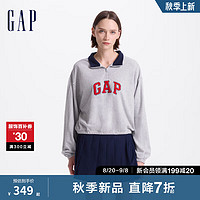 Gap女装2024初秋法式圈织毛巾绣logo立领卫衣休闲上衣637674 浅灰 155/76A(XS) 亚洲尺码