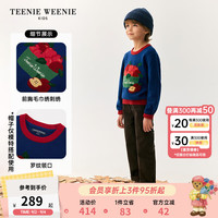 Teenie Weenie Kids小熊童装24秋季男女童苹果篮撞色提花毛衣 藏青色 160cm