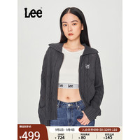 李 Lee24秋冬舒适版双拉链绞花纹深灰色女针织毛衣LWT008923CUB 深灰色 XS