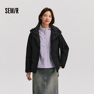 森马（Semir）羽绒服女防护外套三防防雨防风透湿三合一2024两件套 黑色（灰鸭绒）90001 M 160/84A