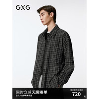 GXG男装 黑格小香风休闲长袖衬衫外套男士24年秋季新品G24X033041 黑格 1