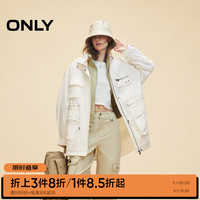 ONLY2024秋季新款潮酷工装OVERSIZE抽绳防风翻领外套女
