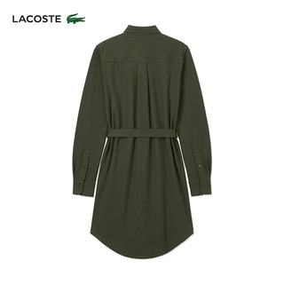 法国拉科斯特 LACOSTE女装24秋季新款翻领时尚休闲长袖中长裙连衣裙