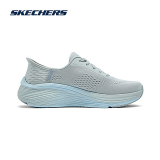 斯凯奇（Skechers）2024秋季女运动菁英跑鞋轻质缓震舒适透气鞋 灰色/蓝色/GYBL 37.5