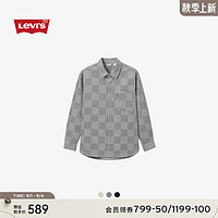 Levi's李维斯24早秋男士直筒格子拼色灯绒芯衬衫 浅灰色 XL