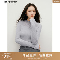 红袖小众内搭针织衫秋季2024女装渐变透感坑条半高领修身打底上衣 深灰080 M