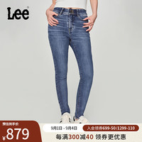 李 Lee24早秋美颜牛仔419紧身高腰窄脚中蓝色女牛仔裤潮 中蓝色 26