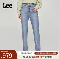 李 Lee24早秋美颜牛仔422标准中腰直脚中蓝色女牛仔裤潮 中蓝色 26