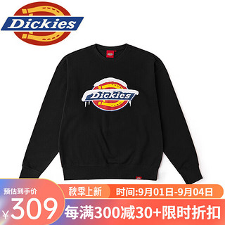 dickies休闲百搭胸前大LOGO圆领卫衣 男女同款舒适简约卫衣 DK0A884C 黑色 XL