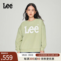 李 Lee24早秋宽松版圆领大Logo印花多色女长袖卫衣休闲 绿色 L