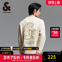 杰克·琼斯（JACK&JONES）男装秋季100%纯棉舒适直筒柔软潮流时尚发泡印花装饰套头卫衣男