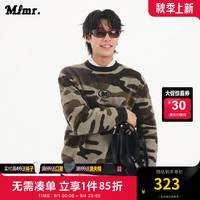 杰克·琼斯(JACK&JONES)秋舒适潮流衣身肌理感拼接迷彩图案针织衫毛衣男女同款M24325016 E06 军绿