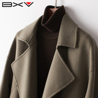 BXV双面羊绒大衣女中长款2024秋冬廓形双面呢100%澳洲羊毛呢外套