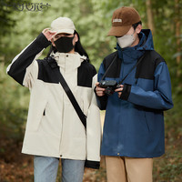 莫代尔秋冬季软壳单层拼色经典户外旅游登山服外套TJ 男款象牙白 XL码