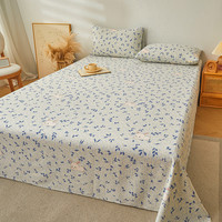 品帅 纯棉老粗布床单单件100全棉加厚宿舍单人双人棉麻条纹被单三件套