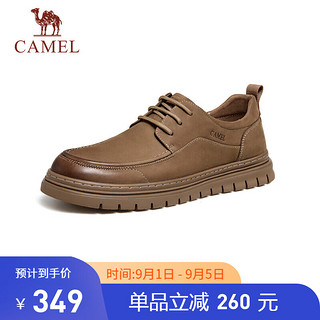 骆驼（CAMEL）复古英伦工装低帮商务休闲皮鞋男士 G14A836627 卡其色 42 