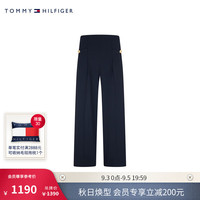 TOMMY HILFIGER24新款秋冬女装商务通勤金属扣弹力宽松休闲裤WW0WW44278 藏青色DW5