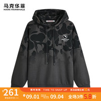 马克华菲【渐变满印】连帽卫衣男士24秋冬新潮时尚微弹舒适印花长袖上衣 001黑色