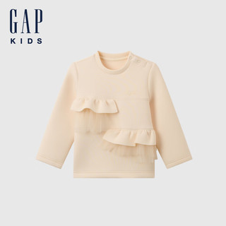 Gap【大小童同款】女童2024秋季新款空气层拼接卫衣儿童装642620