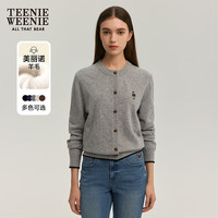 Teenie Weenie小熊卡通毛针织开衫女2024秋季新款女毛衫