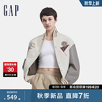 Gap女装2024秋季新款贴布绣logo撞色拼接棒球服学院风外套637284 象牙白 1