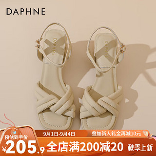 达芙妮（DAPHNE）达芙妮凉鞋女外穿2024夏季软低粗跟法式配裙子一字带凉鞋ZJ 黄色 39