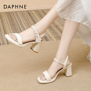 达芙妮（DAPHNE）高跟凉鞋女2024夏季仙女风配裙子气质百搭LP 米白色 36