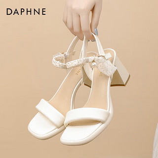 达芙妮（DAPHNE）高跟凉鞋女2024夏季仙女风配裙子气质百搭LP 米白色 40