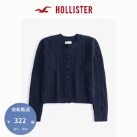 HOLLISTER24秋冬舒适绞花圆领针织开衫毛衣外套女 KI350-4254 蓝色 XS (160/84A)