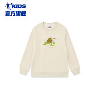 乔丹QIAODAN童装男童卫衣2024秋季中大童圆领套头衫上衣 古瓷白 130cm