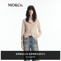 MO&Co.2024秋新品三醋酸混纺MC刺绣撞色边拼接针织开衫MBD3CART07