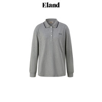 ELAND衣恋T恤女简约风polo领棉感宽松舒适长袖上衣2024秋季 灰色(15)Grey S/160