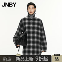 江南布衣 JNBY24秋呢大衣宽松衬衫领5O981009A 966/黑灰条/格 XS