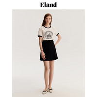 ELAND衣恋半身裙百褶裙A字裙设计感超短裙温柔甜美风夏 黑色(19)Black S/160