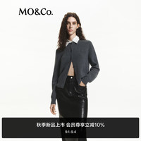 MO&Co.针织衫开衫2024秋新品可拆卸衬衫领绵羊毛山羊绒MBD3CAR029 中花灰色