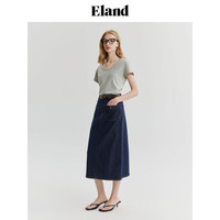 ELAND衣恋短袖女T恤休闲遮肉显瘦上衣2024夏季 灰色(15)Grey S/160
