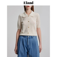 ELAND衣恋针织T恤短袖开衫上衣春夏甜美风镂空针织上衣女