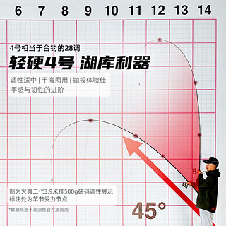 北溟鱼矶竿超轻超硬4号矶钓碳素远投远投竿大导环滑漂钓冬钓大板鲫鱼竿 5.4m 4号 火舞二代单杆