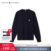 TOMMY HILFIGER24新款秋冬男装柔顺双面布撞色字母刺绣圆领运动衫卫衣34400